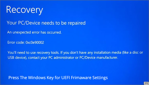 0xc0e90002 bsod error on windows