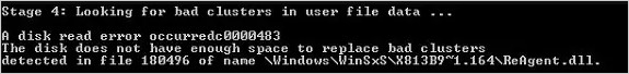 The disk does not have enough space to replace bad clusters error in cmd