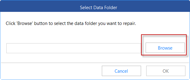 select the Data Folder with the database