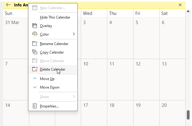 remove room calendar