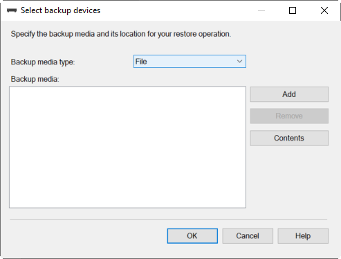 Select backup devices window click on add button