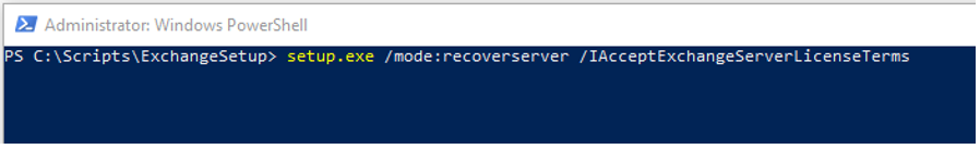 install the Exchange Server using the recover mode