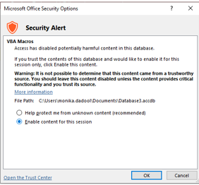 microsoft office security option