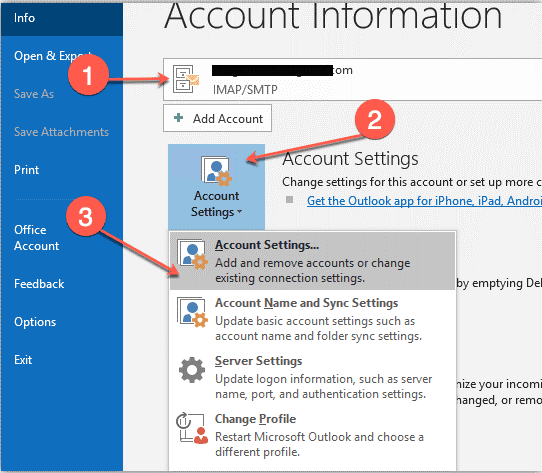 Account Settings and then double click on your IMAP email account