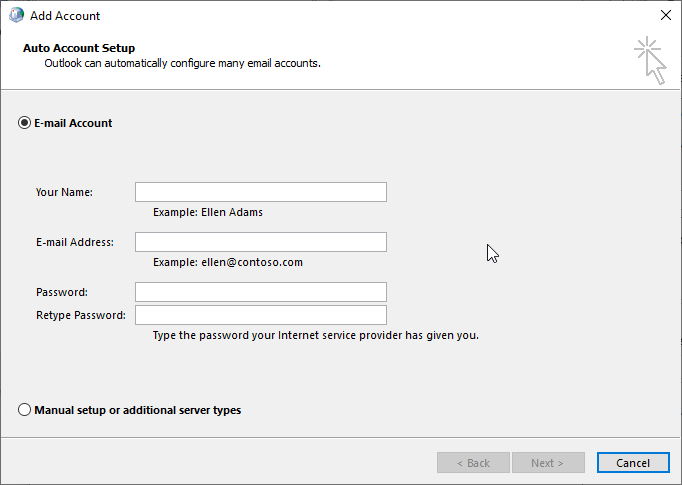 Add your email account by entering the credentials and follow the setup wizard to configure the email profile