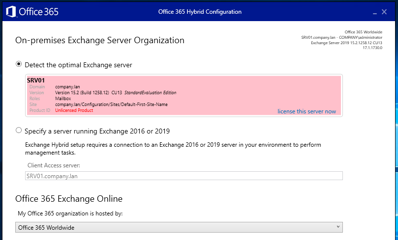 Once installed specify the running Exchange Server or let the software detect the server