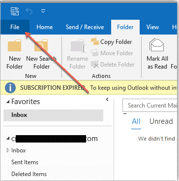 Outlook go to File