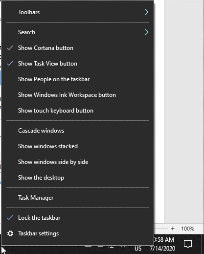 Right click on the Taskbar area and choose Task Manager.
