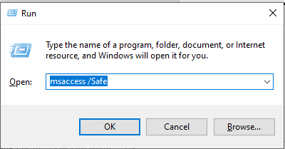 Run ms access in safe mode