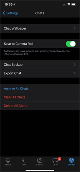 Go to Settings > Chat > Chat backup