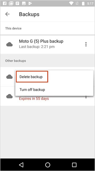 Select delete backup