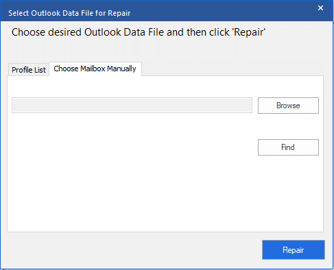 Select the PST file to start the repair.