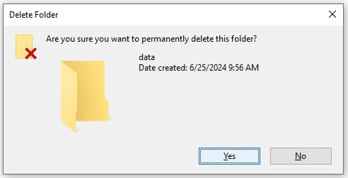 delete folder prompt in Windows
