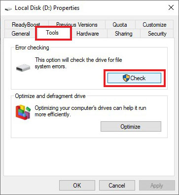 run error checking to fix cyclic redundancy check data error