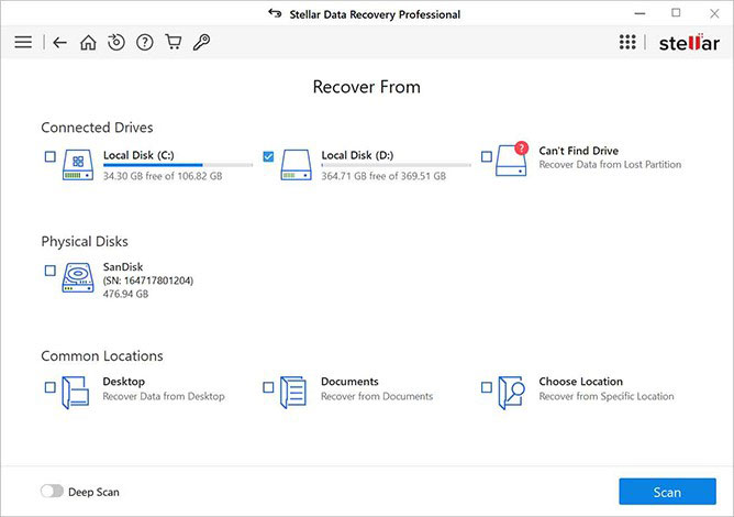 use stellar data recovery professional to recover lost files from a drive showing the data error cyclic redundancy check message.