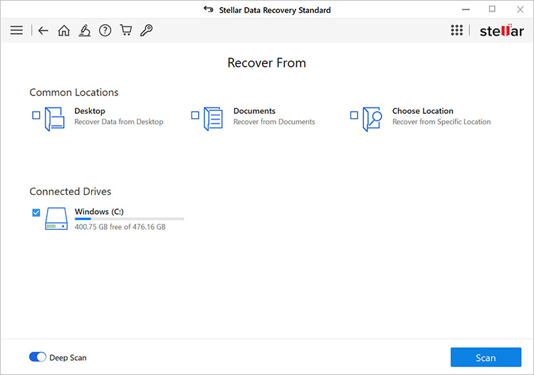 select the drive from where to Recover Deleted Folder on Windows