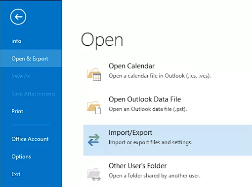 Go to File and select Open Export