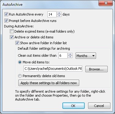 In the AutoArchive box select Run AutoArchive every and choose the number of days as an interval for Outlook to automatically archive the email messages