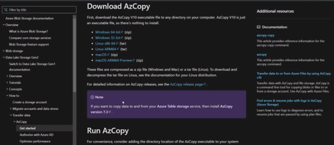 In the Import data page click on Show Network Upload SAS URL and copy the proceeding URL