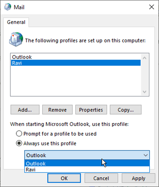 You may also select ‘Always use this profile’ and then select your new profile name to make it default.