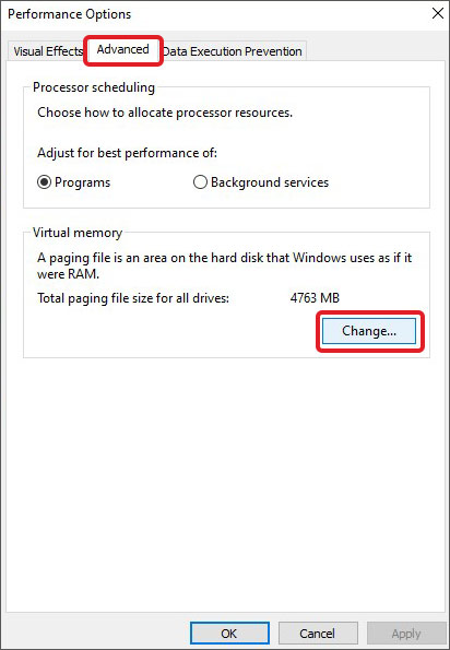 change virtual memory settings to resolve the hardware reserved memory too high issue