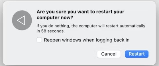 restart mac to fix no time machine backups found issue
