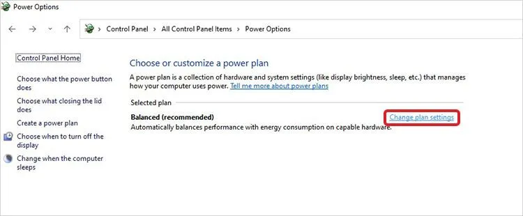 5 Change plan settings