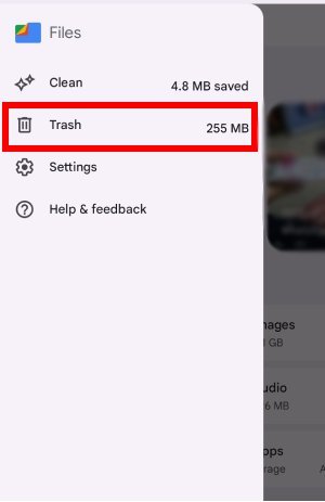 Files by Google trash folder