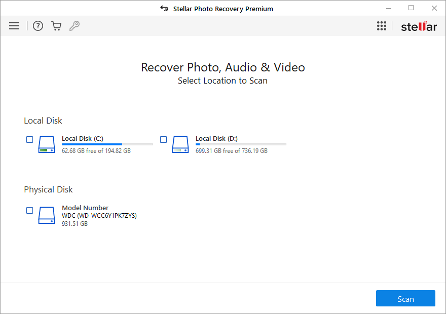 Launch Stellar Photo Recovery Premium.