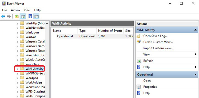 expand Windows and click WMI Acitvity