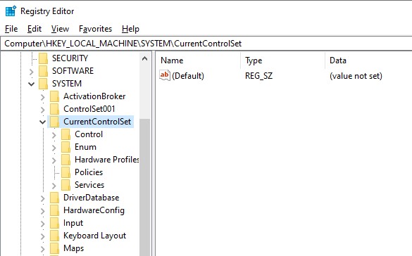 select Currentcontrol set and then go to Services