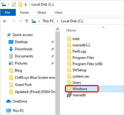 Open C Drive and go to Windows