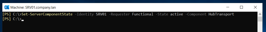 To remove the server from maintenance mode, you can run the Set ServerComponentState PowerShell cmdlet in the Exchange Management Shell (EMS) as given below