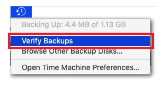 click verify backups