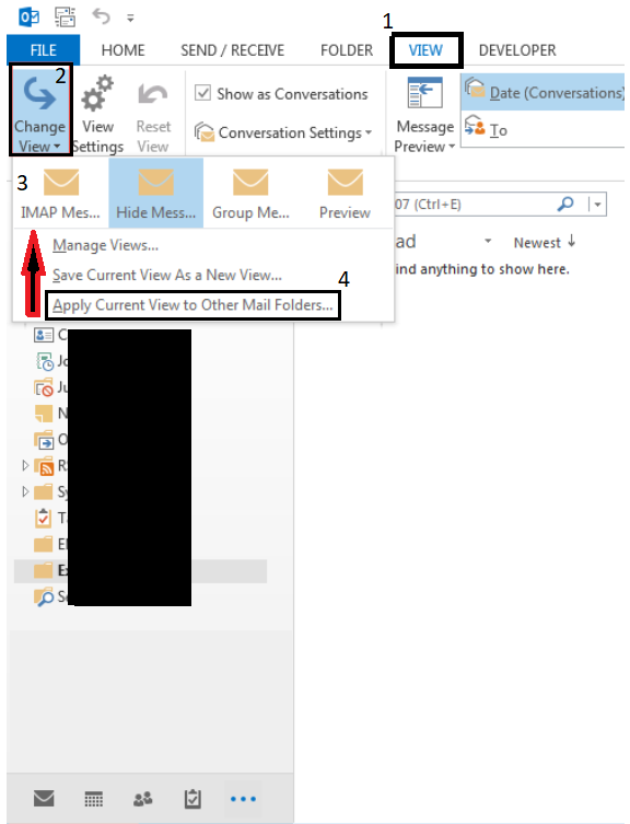 From the dropdown, select Compact and then select the Apply Current View to Other Mail Folders option.