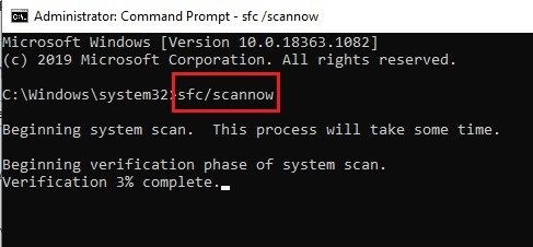 command prompt scannow