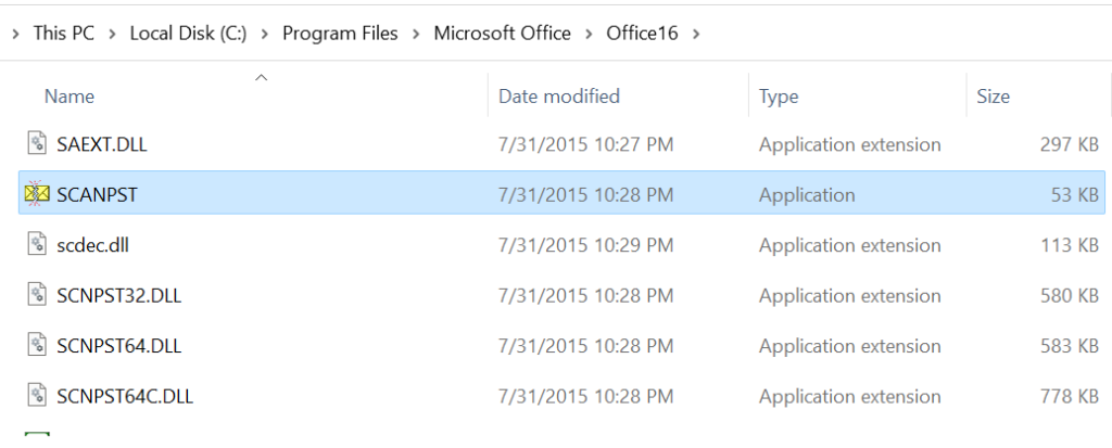 find scanpst.exe