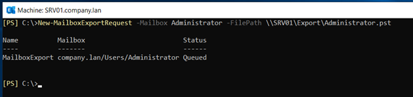New-MailboxExportRequest command