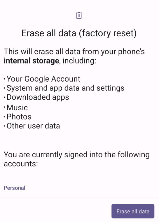 Erase All Data Android