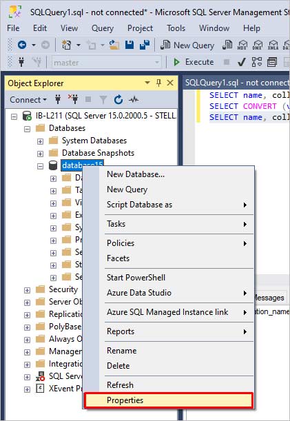 Checking Properties of Database