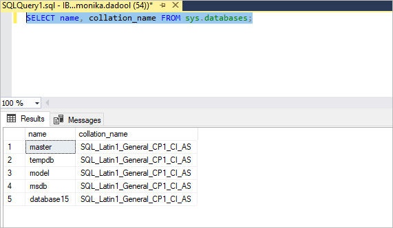 Command to Check Collation Settings of Database