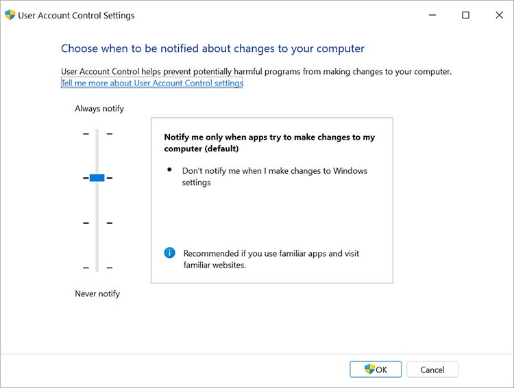 User Account Control Settings