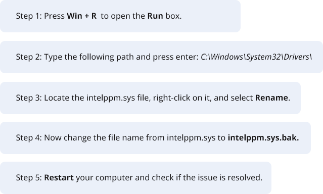 Method 3: Rename the Intelppm.sys File