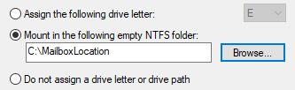 3-Montaggio nella seguente posizione-cartella NTFS vuota