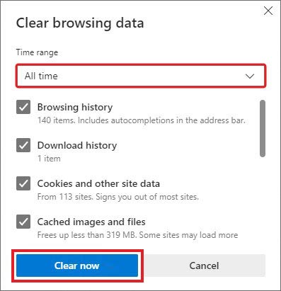 manual method to clear edge history using time range