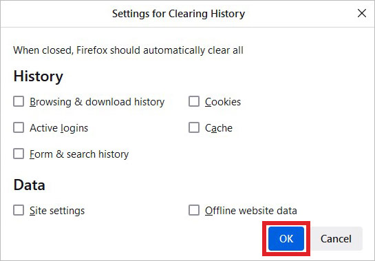 clear history in firefox