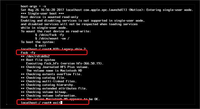 run fsck command in terminal to repair mac hdd