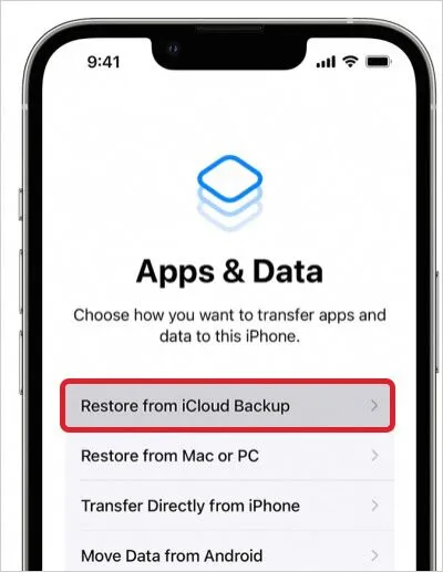 Restaurar desde copia de seguridad de iCloud