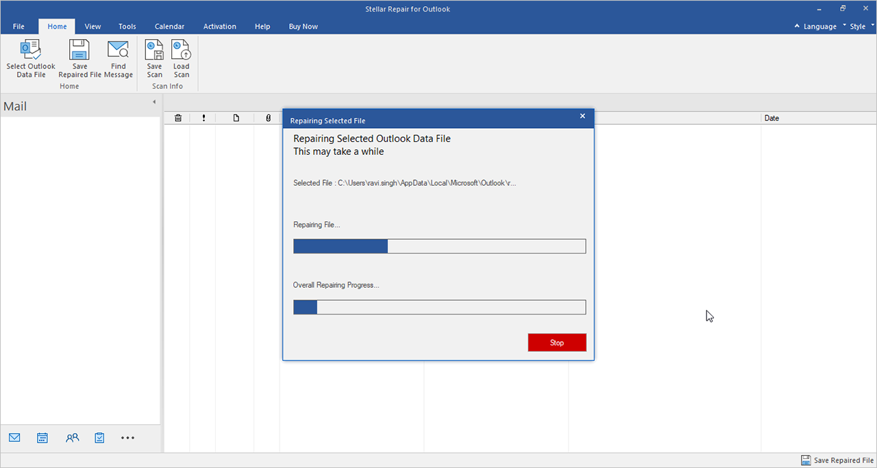 Stellar Repair for Outlook Scanning Process