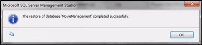 Database Restoration Completed Message